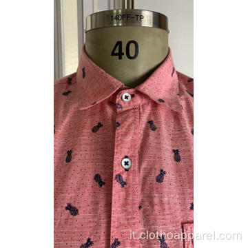 Camicia a maniche corte stampata 100% cotone da uomo